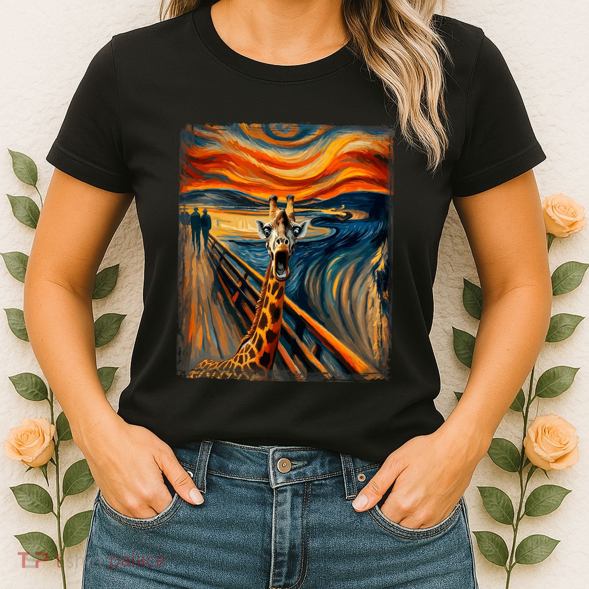 Artsy Scream For Giraffe Lovers Artistic Giraffe Women's T-Shirt