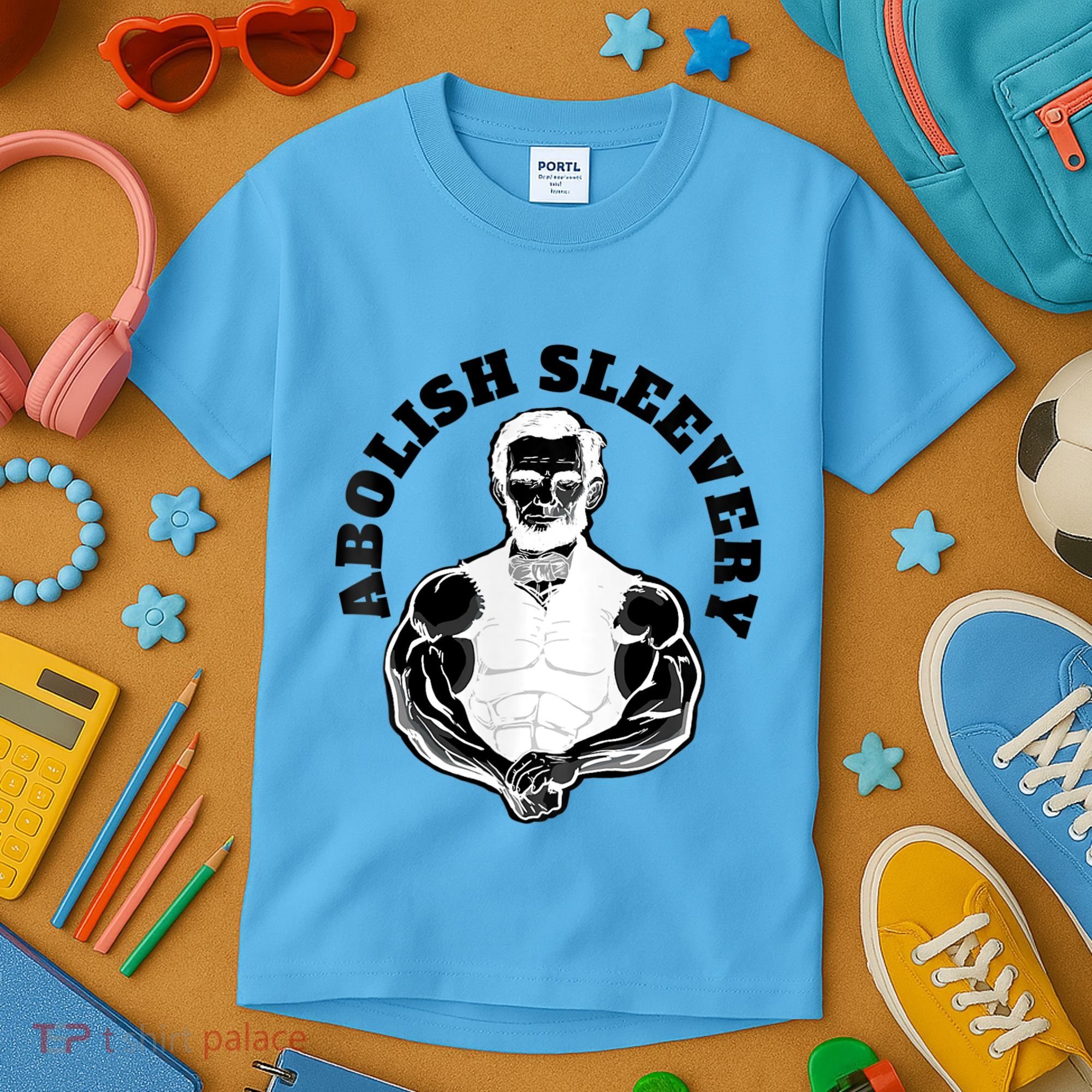 Abolish Sleevery Funny Abraham Lincoln Free The Sleeves Tank Top Kids T-Shirt