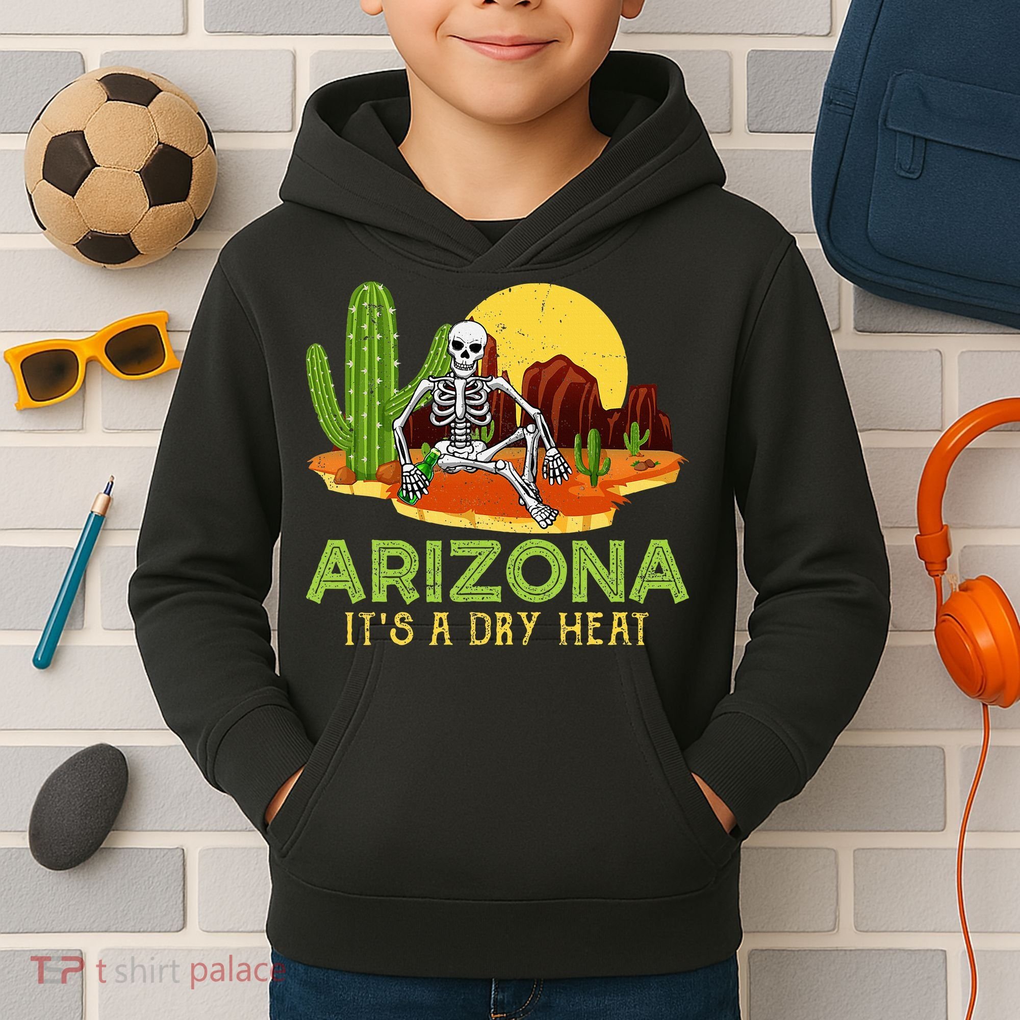 Arizona Skeleton Funny Arizona American Kids Hoodie