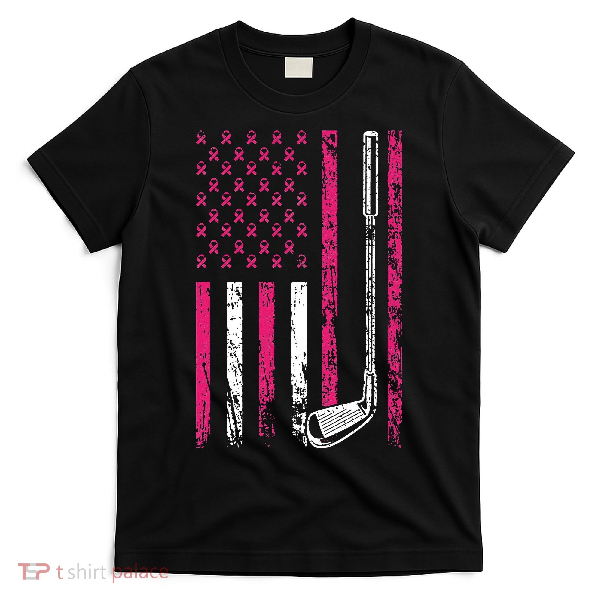 American Sports Flag Breast Cancer Awareness Golf Club T-Shirt