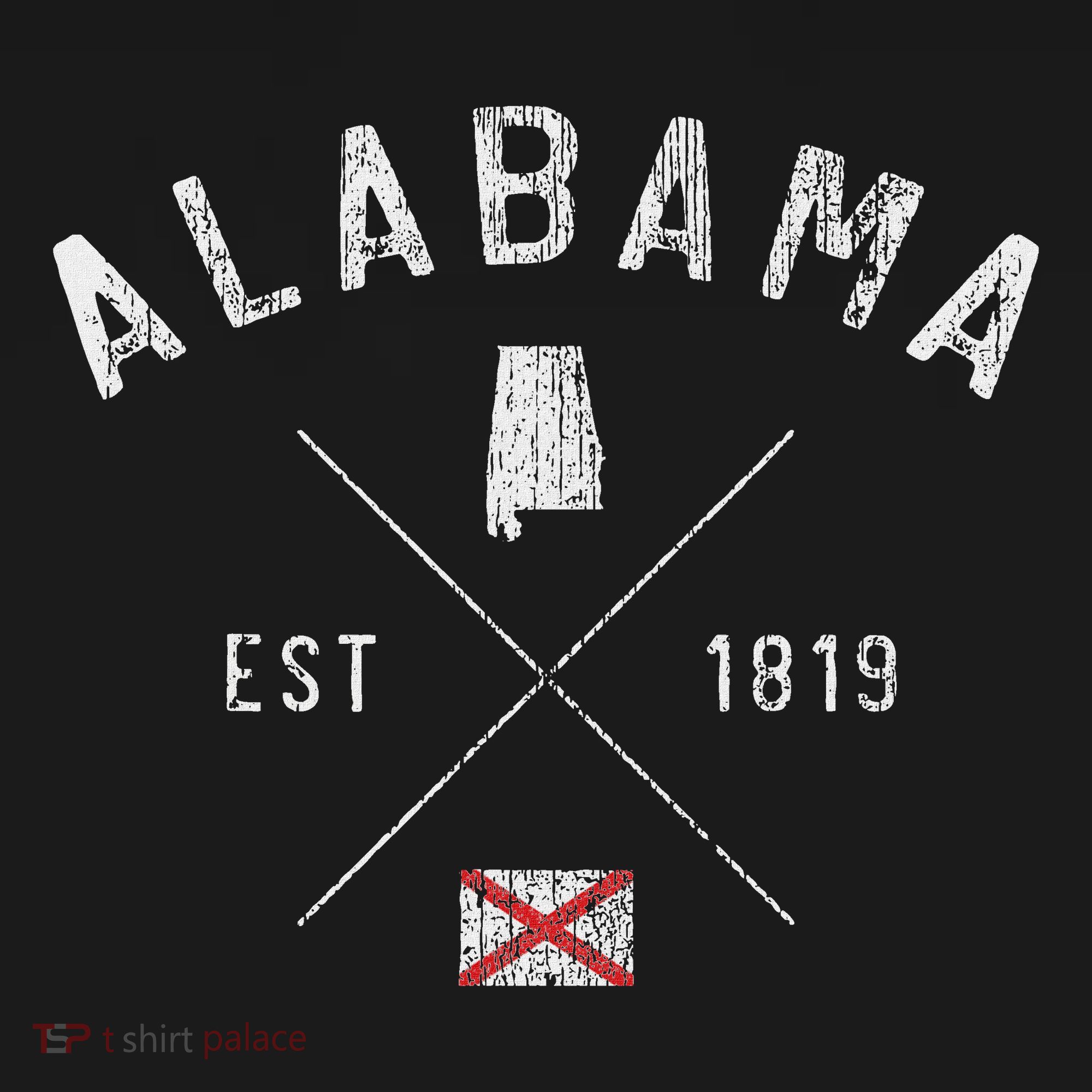 Alabama State Flag And Year Vintage Distressed. T-Shirt