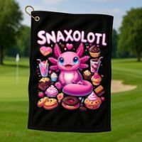 Axolotl Snaxolotl Funny Snacks Axolotls Golf Towel thumb 1