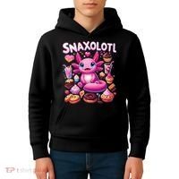 Axolotl Snaxolotl Funny Snacks Axolotls Kids Hoodie thumb 4