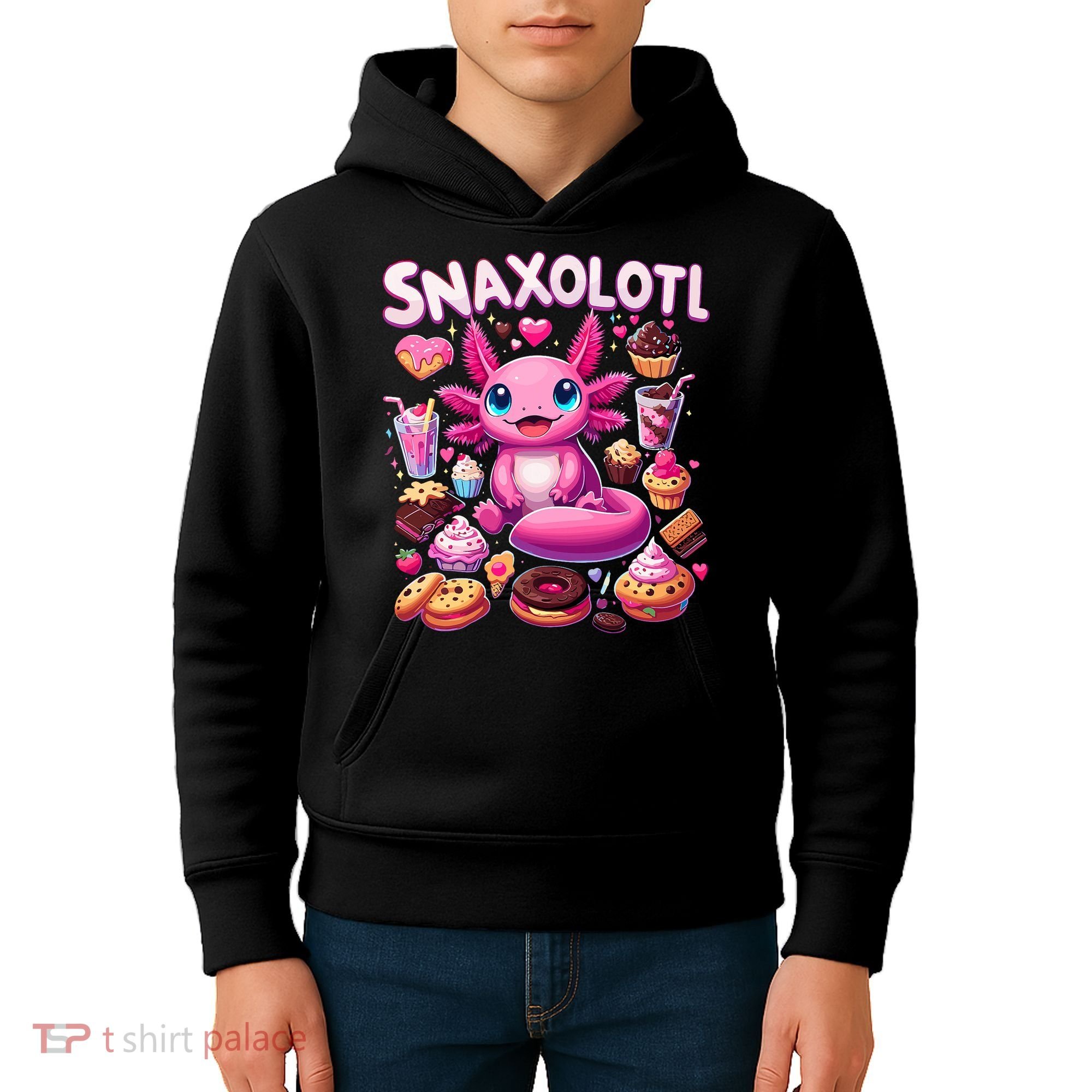 Axolotl Snaxolotl Funny Snacks Axolotls Kids Hoodie