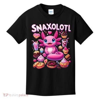 Axolotl Snaxolotl Funny Snacks Axolotls Kids T-Shirt