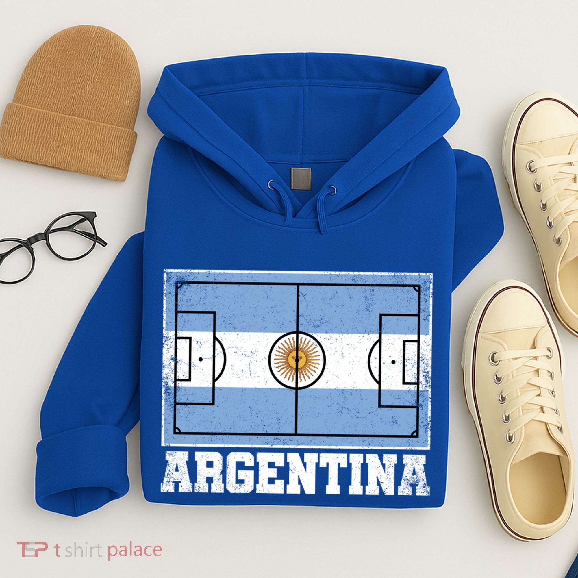 Argentina Soccer Field Country Flag Argentinian Pride Gift Hoodie