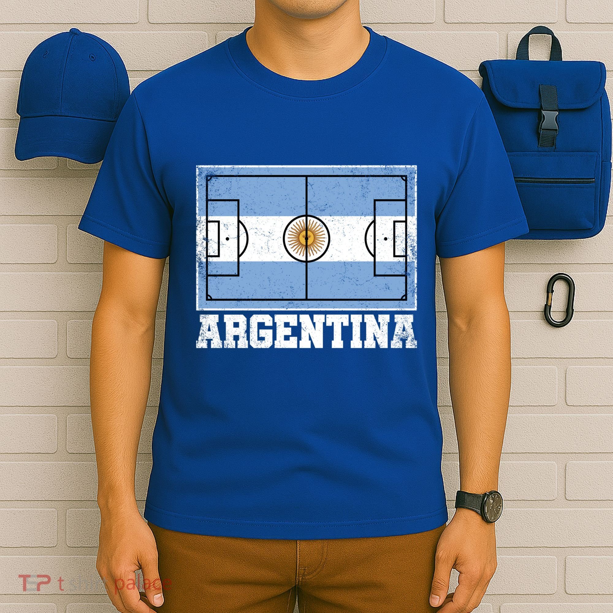 Argentina Soccer Field Country Flag Argentinian Pride Gift T-Shirt