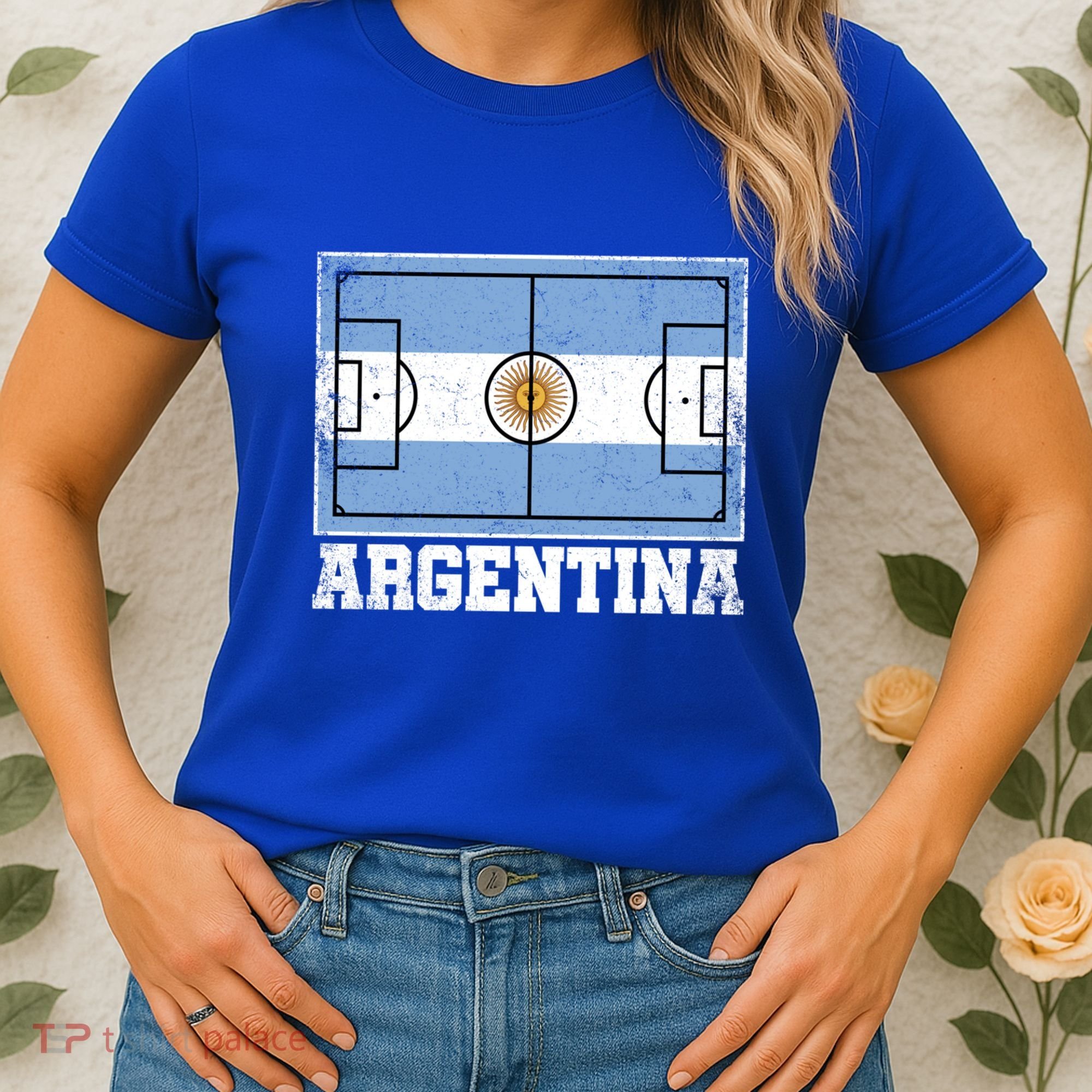 Argentina Soccer Field Country Flag Argentinian Pride Gift Women's T-Shirt