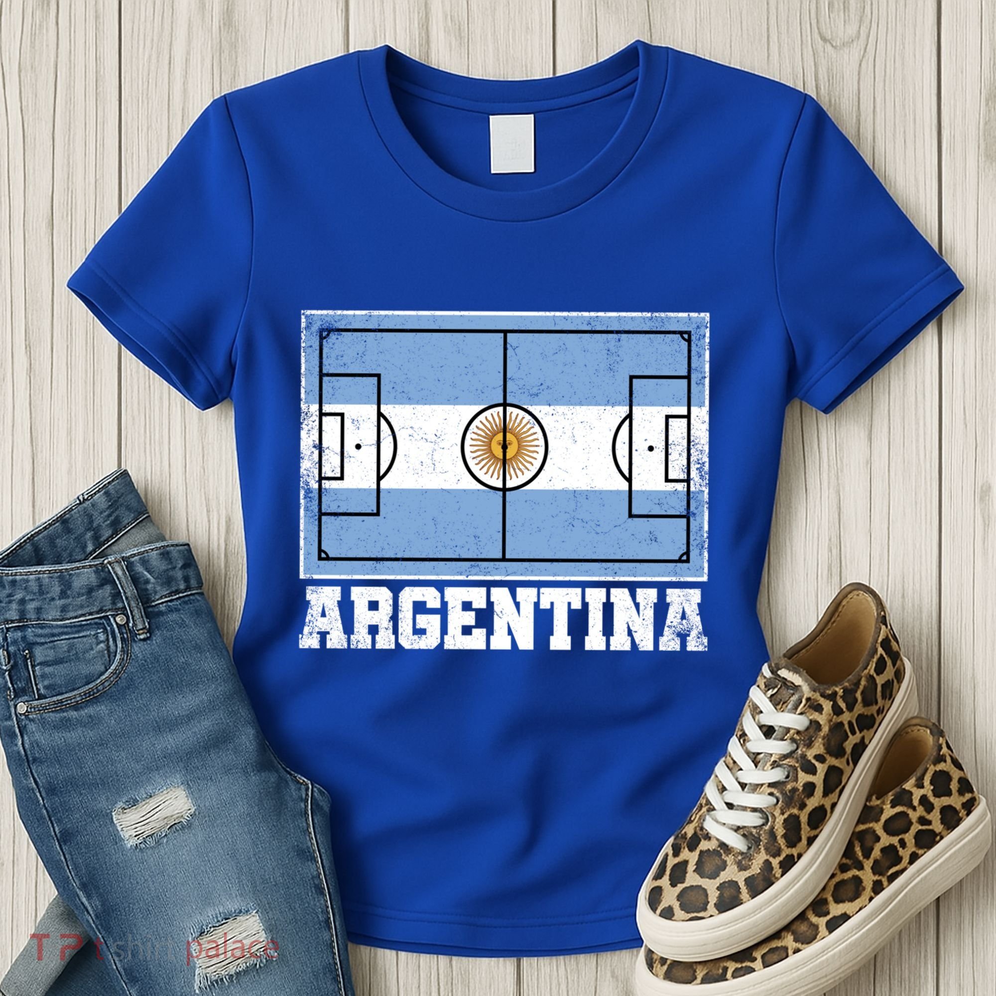 Argentina Soccer Field Country Flag Argentinian Pride Gift Women's T-Shirt