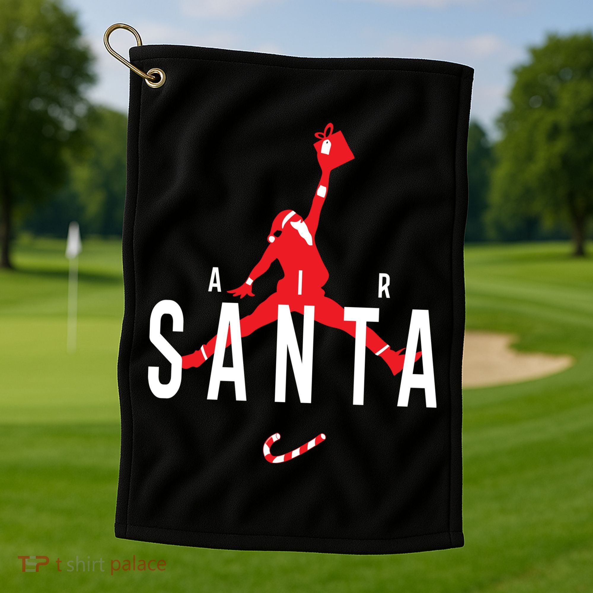 Air Santa Funny Xmas Basketball Golf Towel