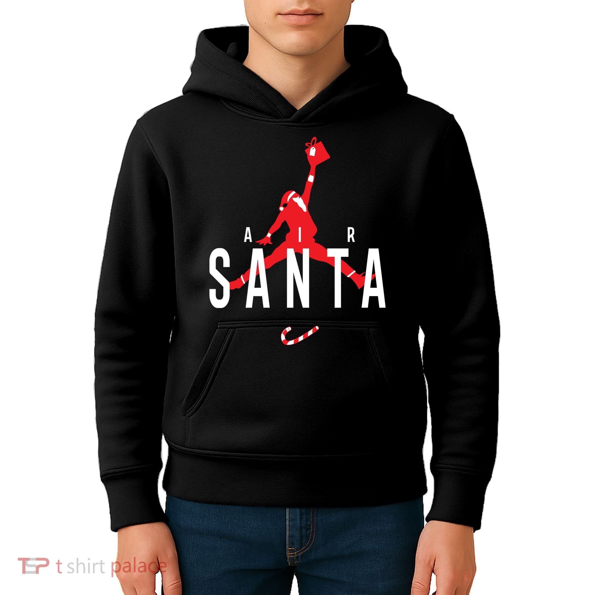 Air Santa Funny Xmas Basketball Kids Hoodie