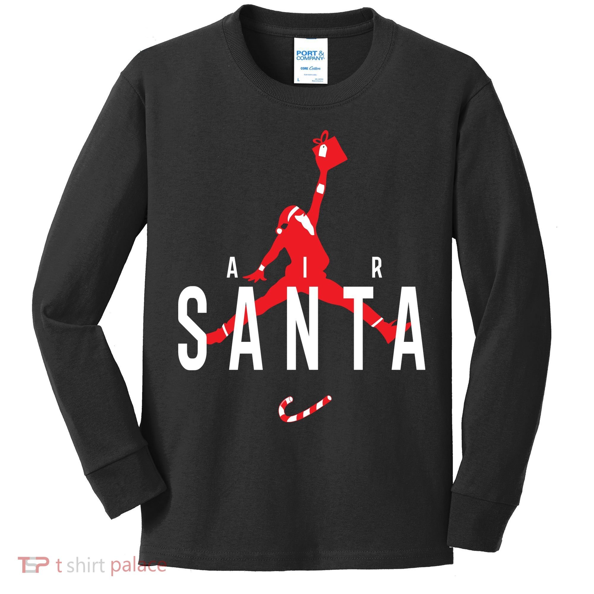 Air Santa Funny Xmas Basketball Kids Long Sleeve Shirt