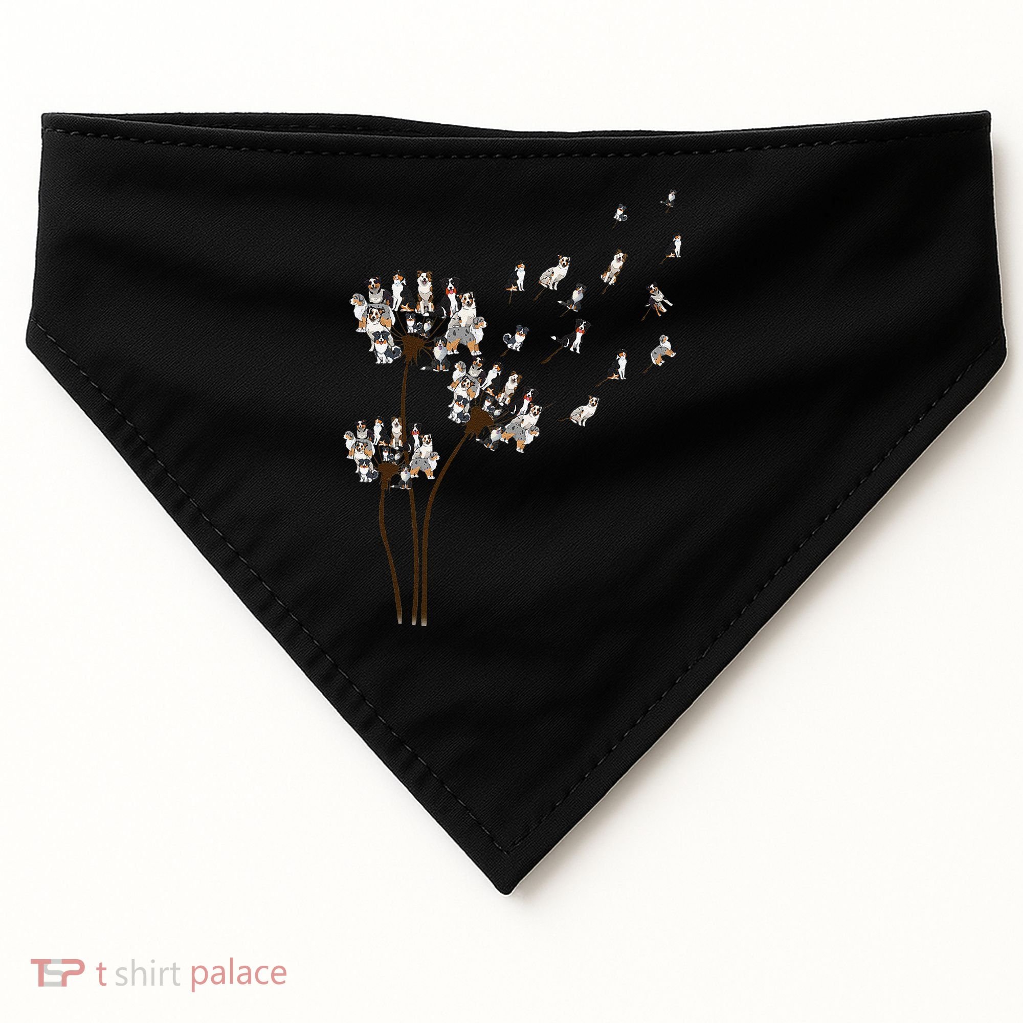 Australian Shepherd Flower Fly Dandelion Funny Dog Lovers USA-Made Doggie Bandana