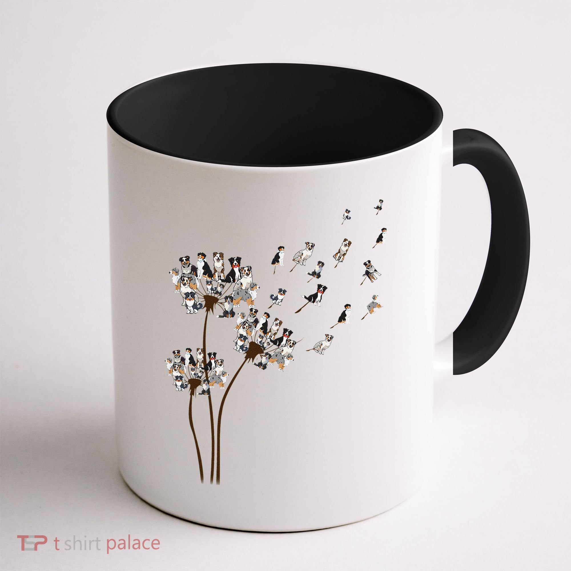 Australian Shepherd Flower Fly Dandelion Funny Dog Lovers Coffee Mug