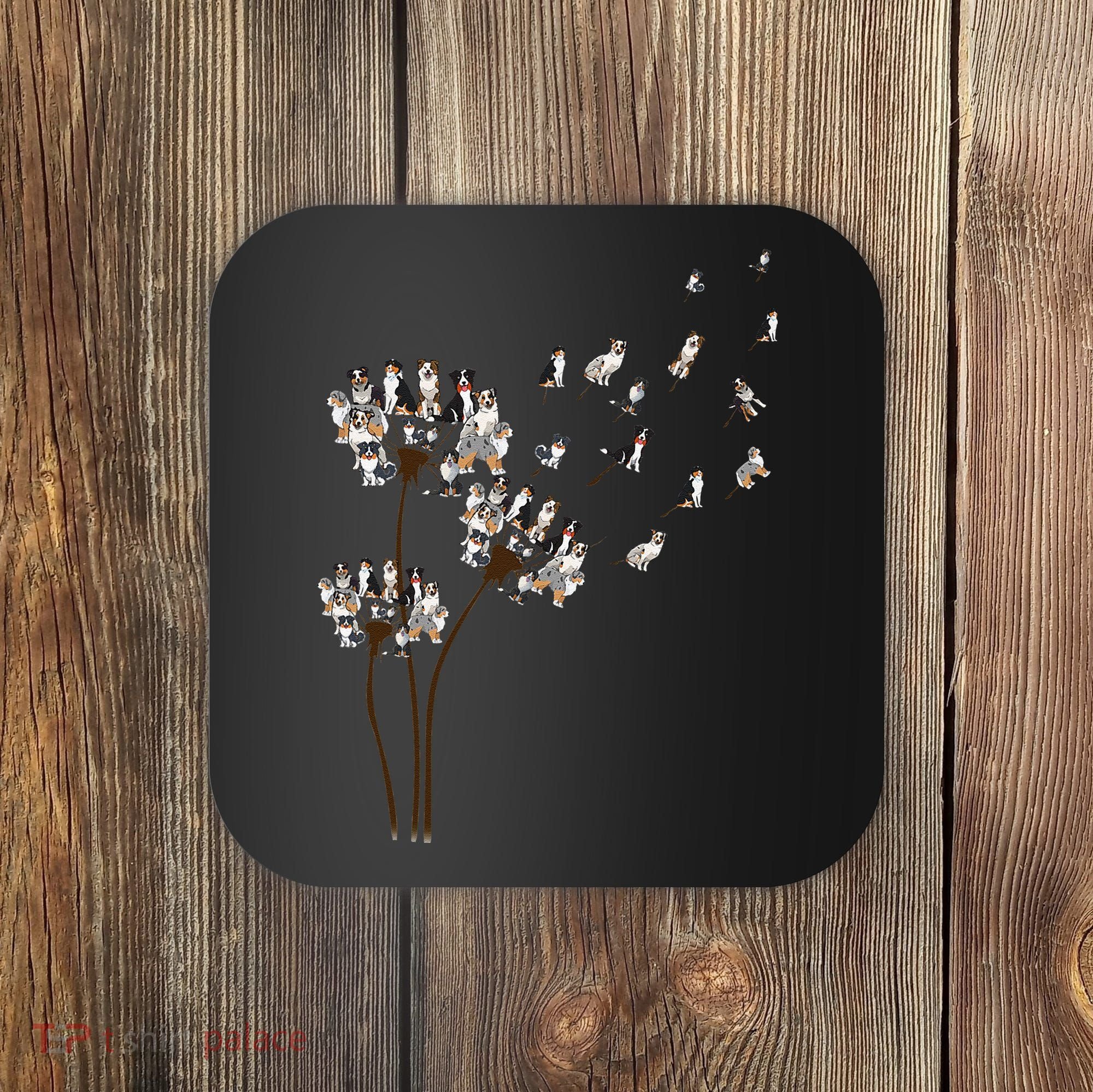 Australian Shepherd Flower Fly Dandelion Funny Dog Lovers Coaster