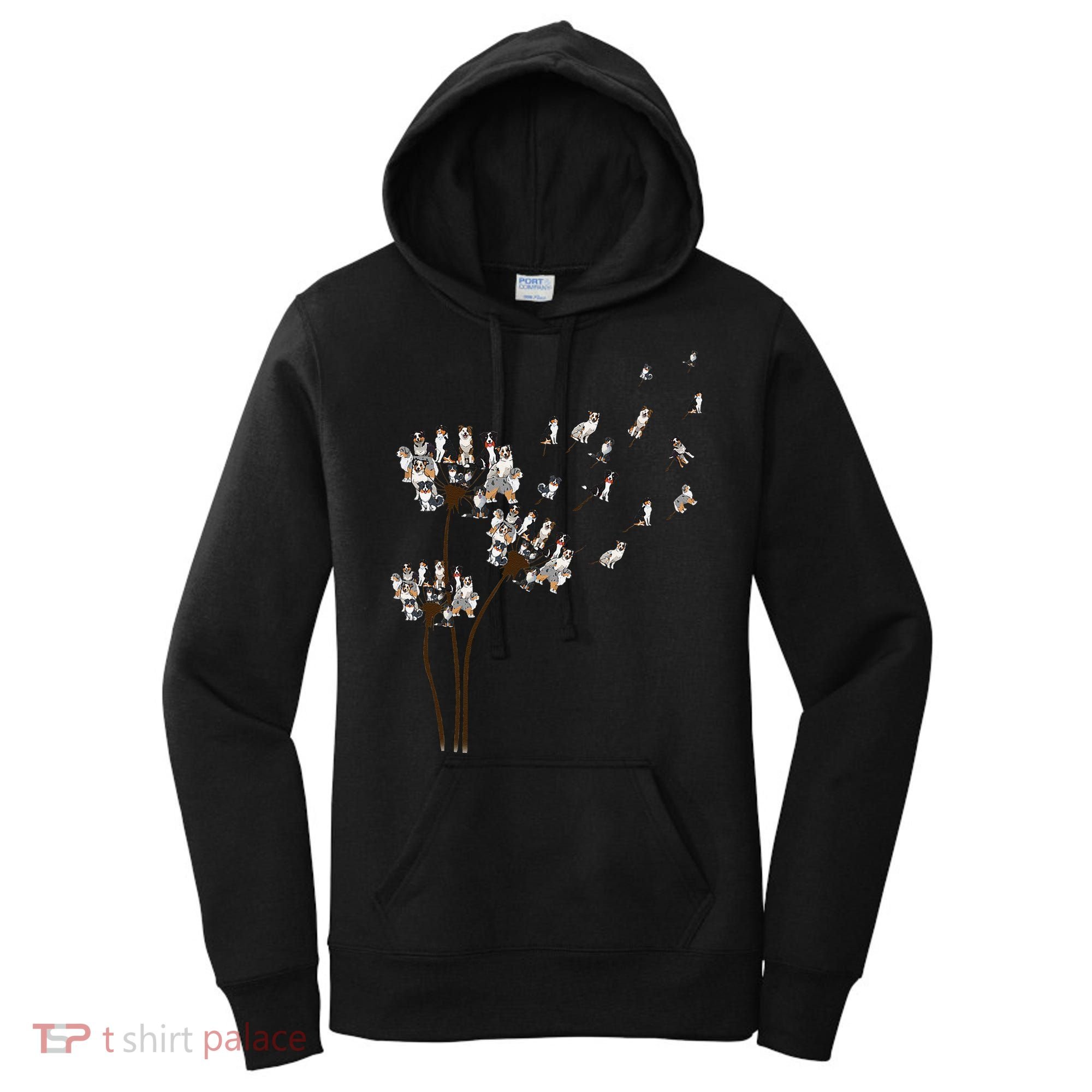 Australian Shepherd Flower Fly Dandelion Funny Dog Lovers Women's Hoodie