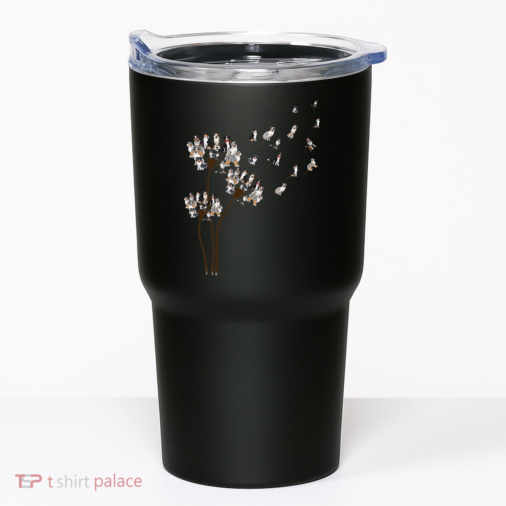Australian Shepherd Flower Fly Dandelion Funny Dog Lovers Tumbler