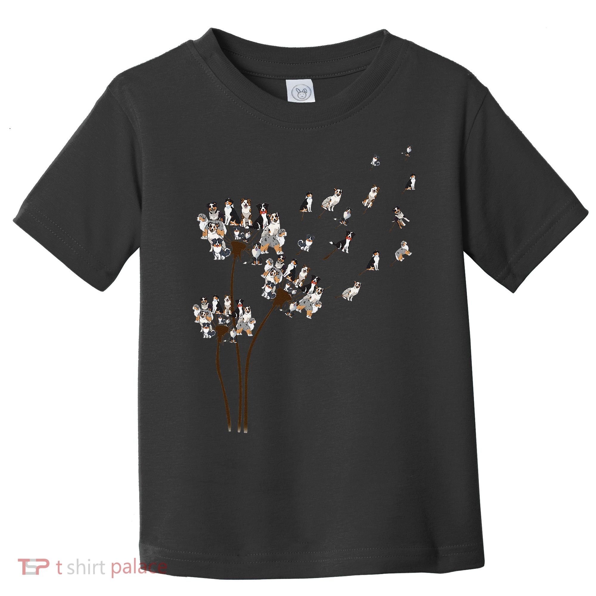 Australian Shepherd Flower Fly Dandelion Funny Dog Lovers Toddler T-Shirt