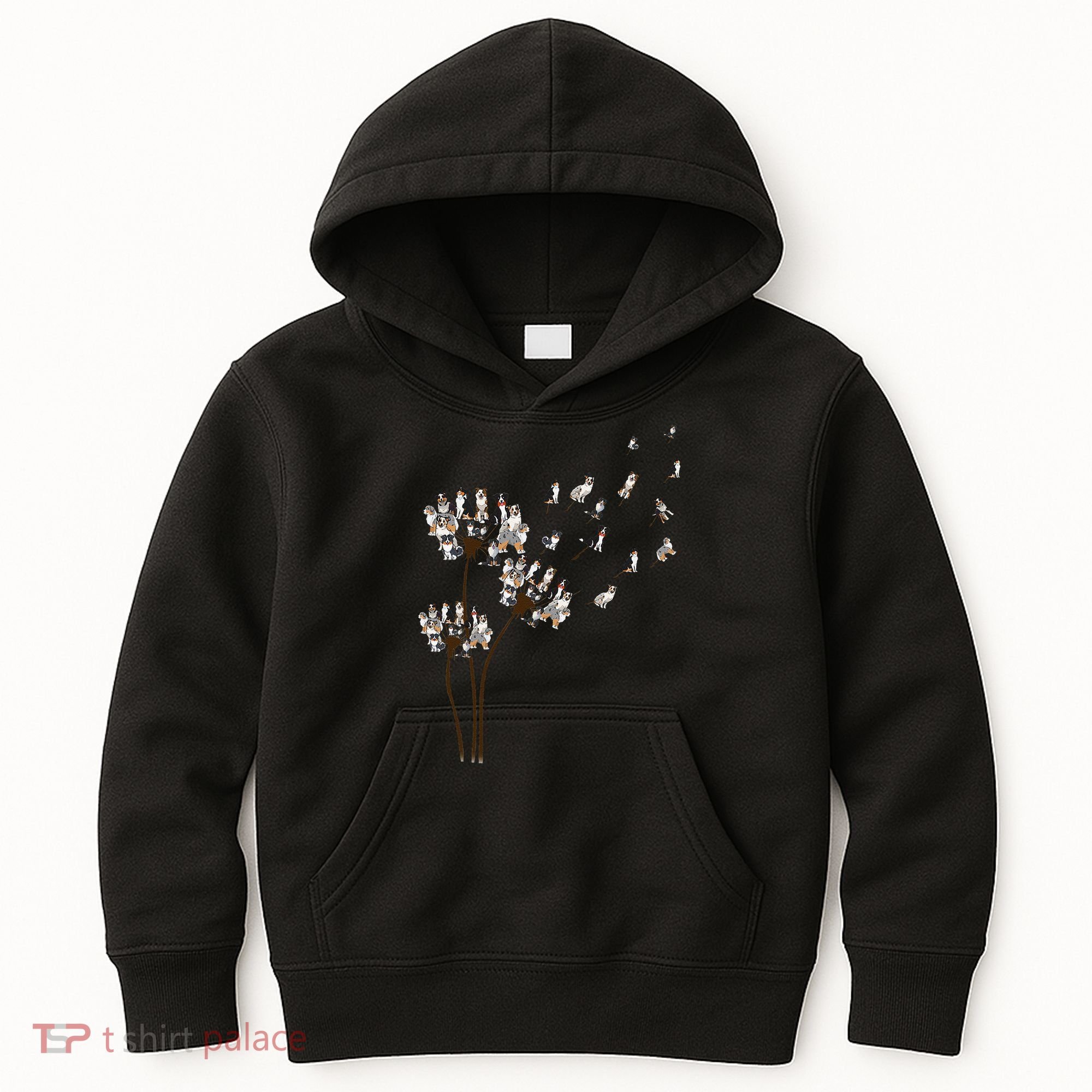 Australian Shepherd Flower Fly Dandelion Funny Dog Lovers Kids Hoodie