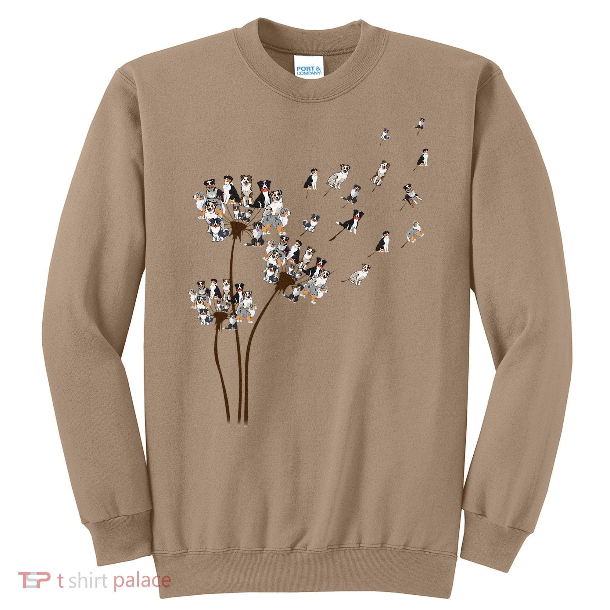Australian Shepherd Flower Fly Dandelion Funny Dog Lovers Sweatshirt