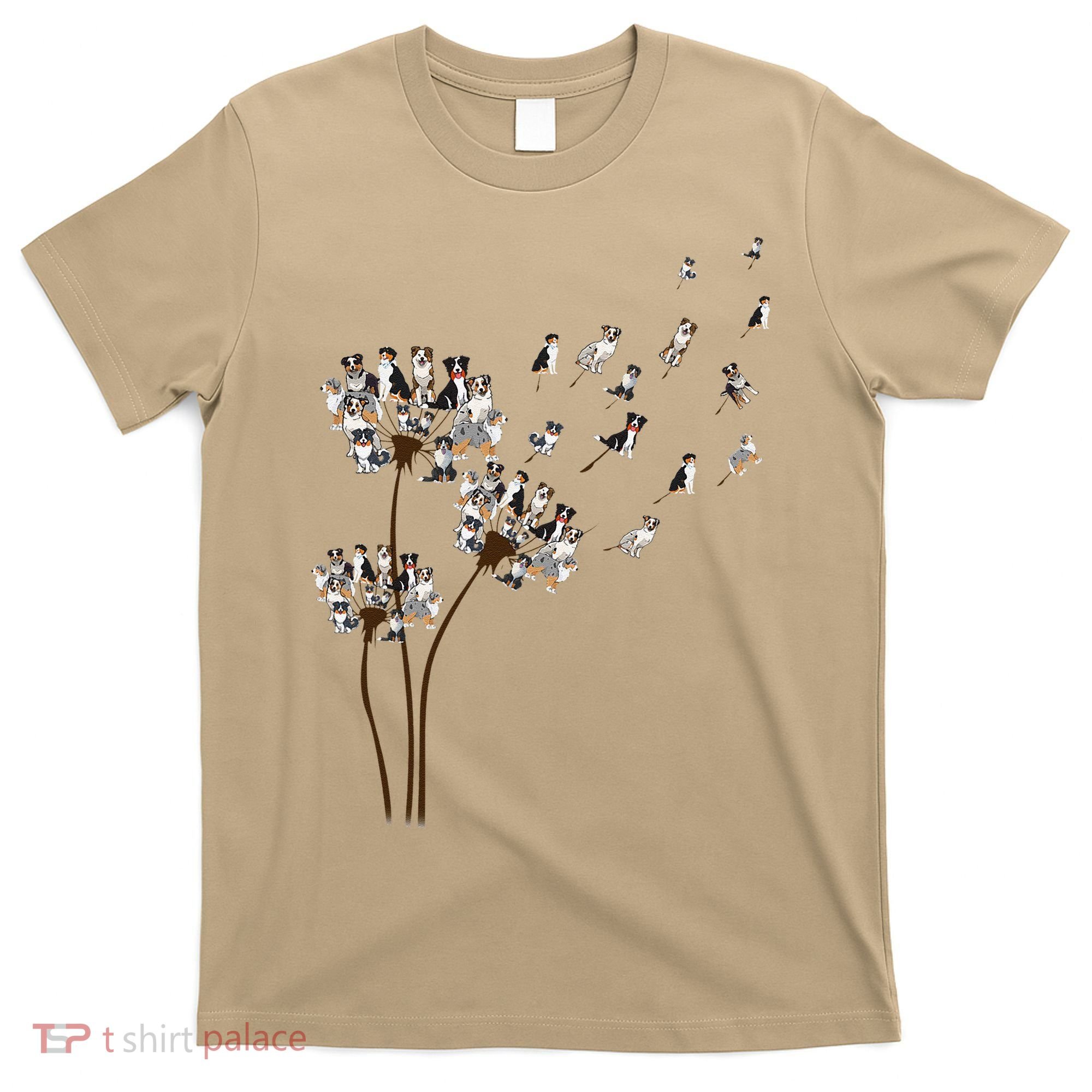 Australian Shepherd Flower Fly Dandelion Funny Dog Lovers T-Shirt