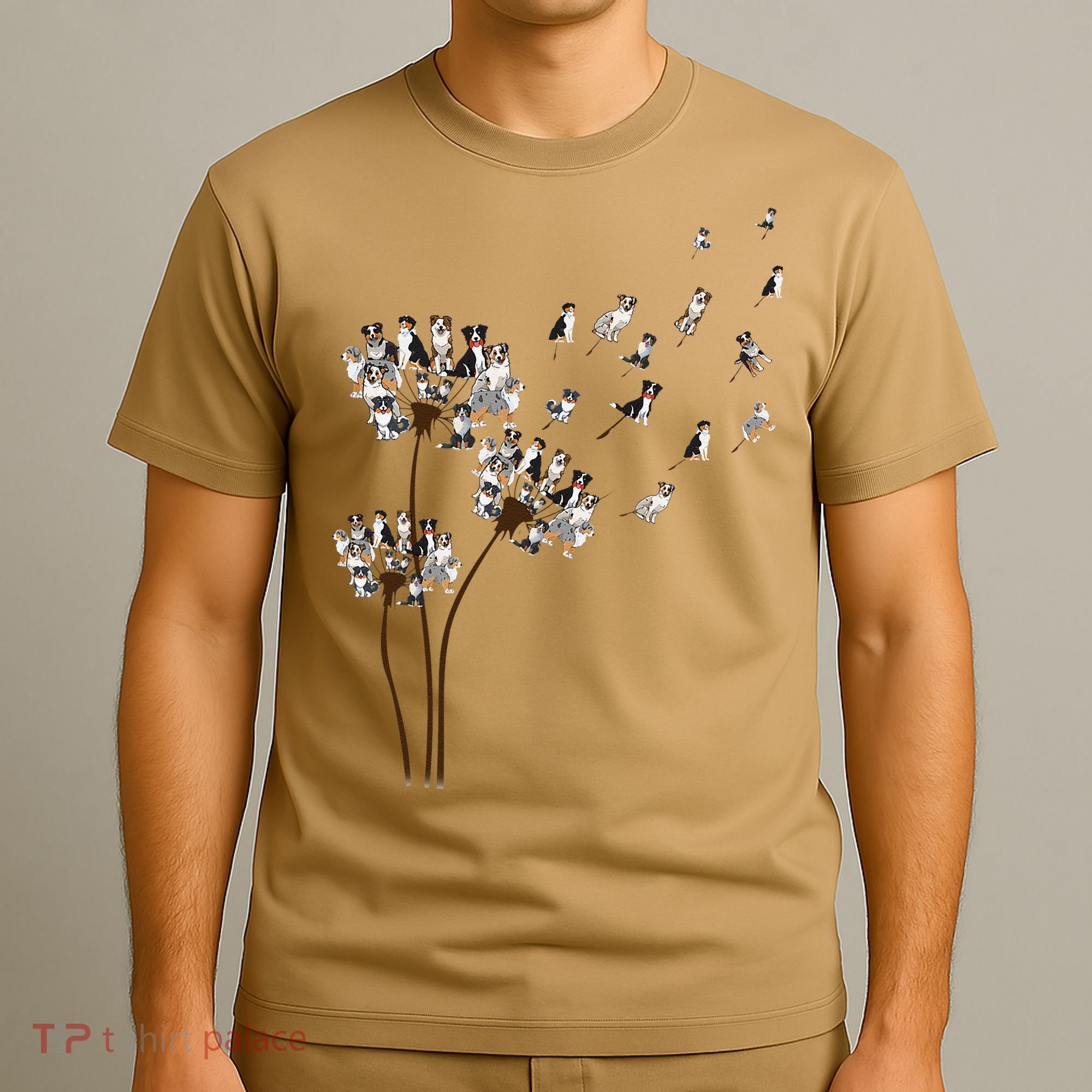 Australian Shepherd Flower Fly Dandelion Funny Dog Lovers T-Shirt