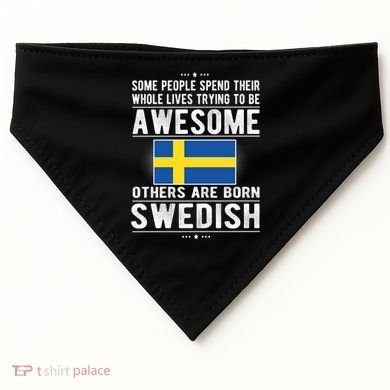 Awesome Swedish Flag Sweden Swedish Roots Gift USA-Made Doggie Bandana