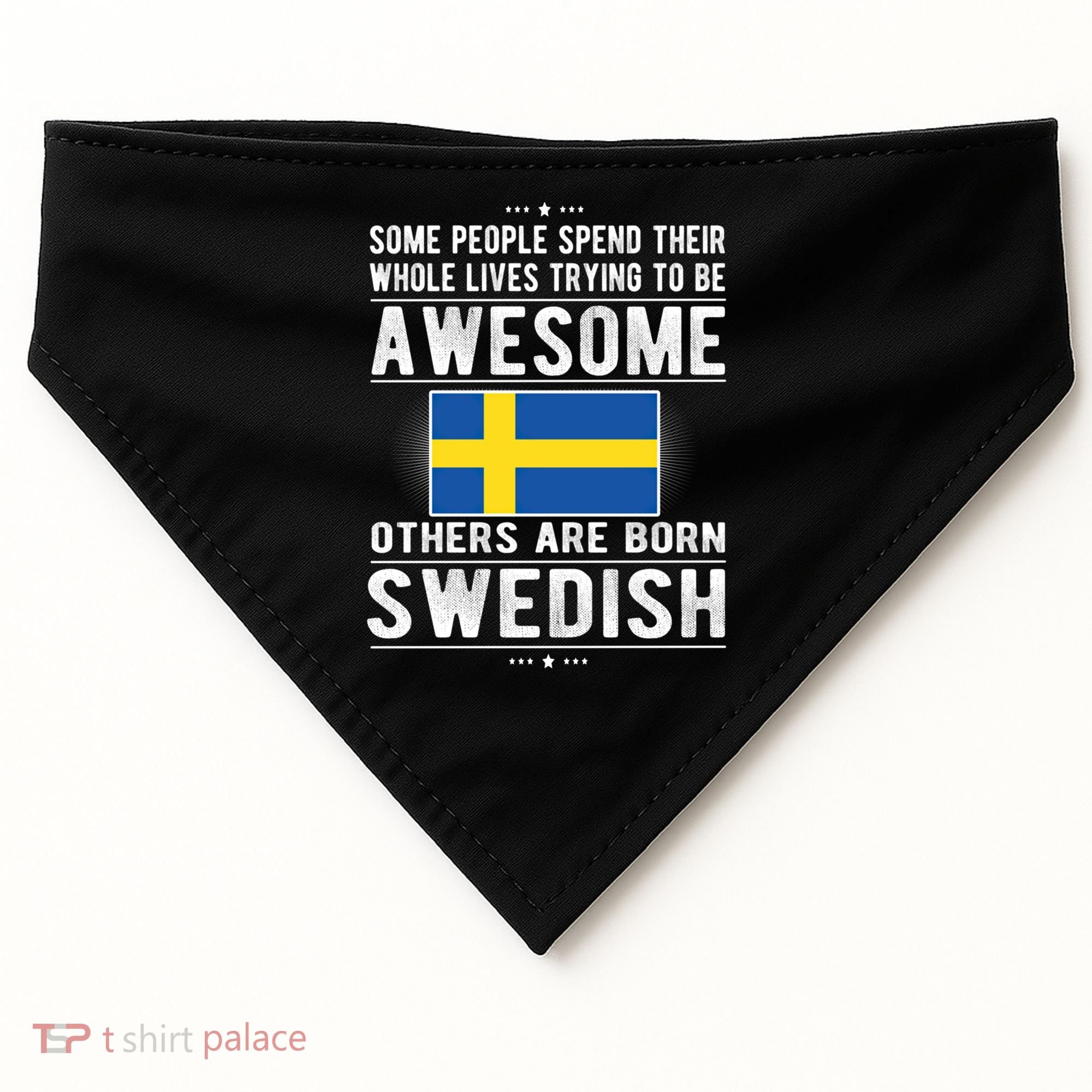 Awesome Swedish Flag Sweden Swedish Roots Gift USA-Made Doggie Bandana