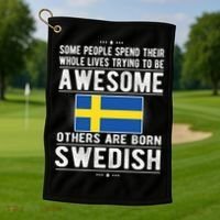 Awesome Swedish Flag Sweden Swedish Roots Gift Golf Towel thumb 1