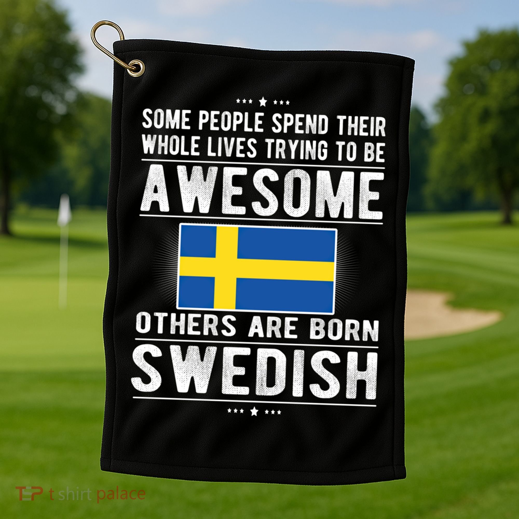 Awesome Swedish Flag Sweden Swedish Roots Gift Golf Towel