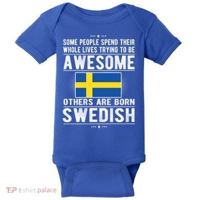 Awesome Swedish Flag Sweden Swedish Roots Gift Baby Bodysuit