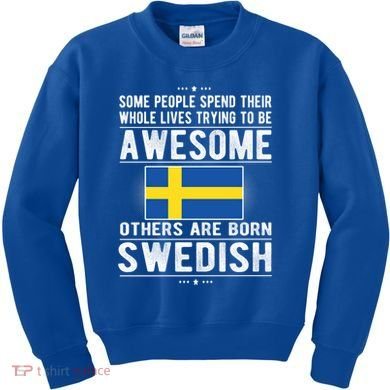Awesome Swedish Flag Sweden Swedish Roots Gift Kids Sweatshirt