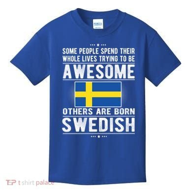 Awesome Swedish Flag Sweden Swedish Roots Gift Kids T-Shirt