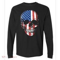 American Skull Flag Usa Patriotic 4th Of July Gift Comfort Colors Heavyweight Long Sleeve T-Shirt thumb 0