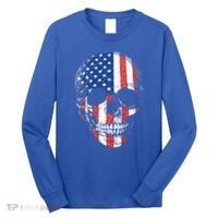 American Skull Flag Usa Patriotic 4th Of July Gift Long Sleeve Shirt thumb 0