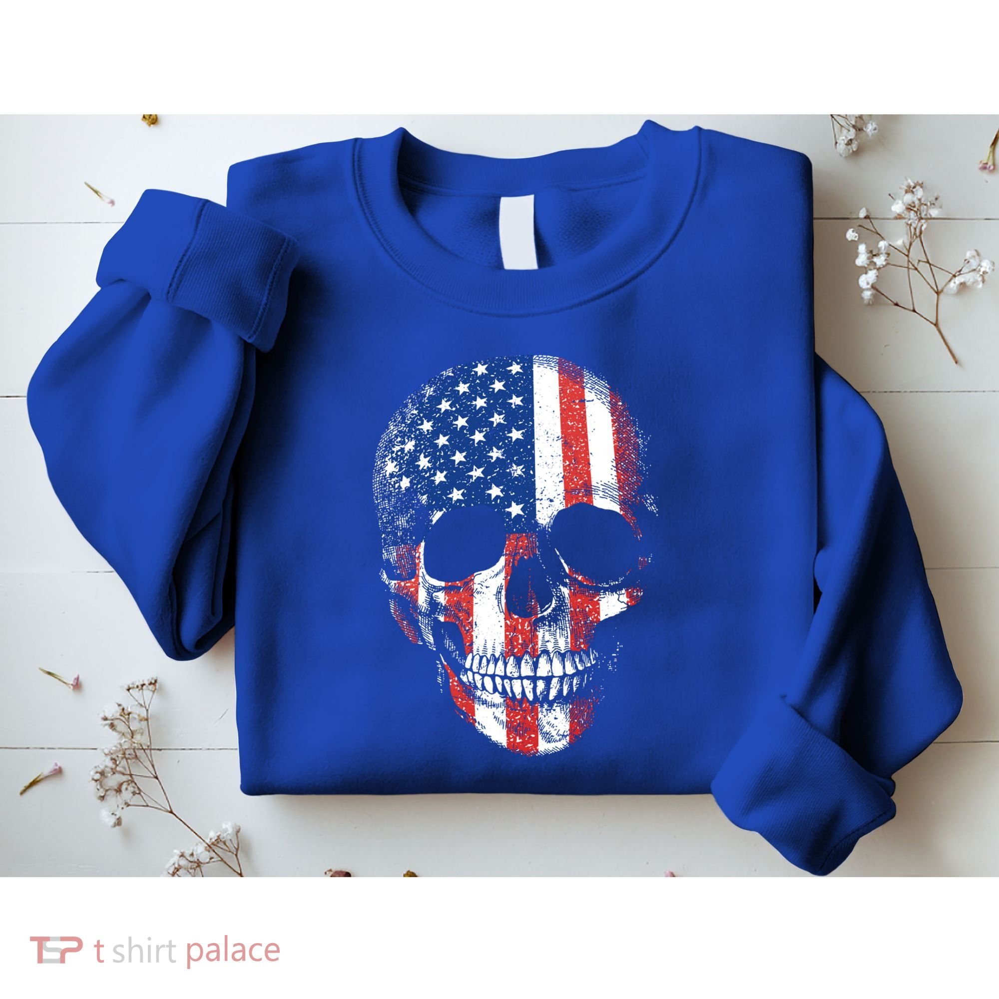 American Skull Flag Usa Patriotic 4th Of July Gift Sweatshirt