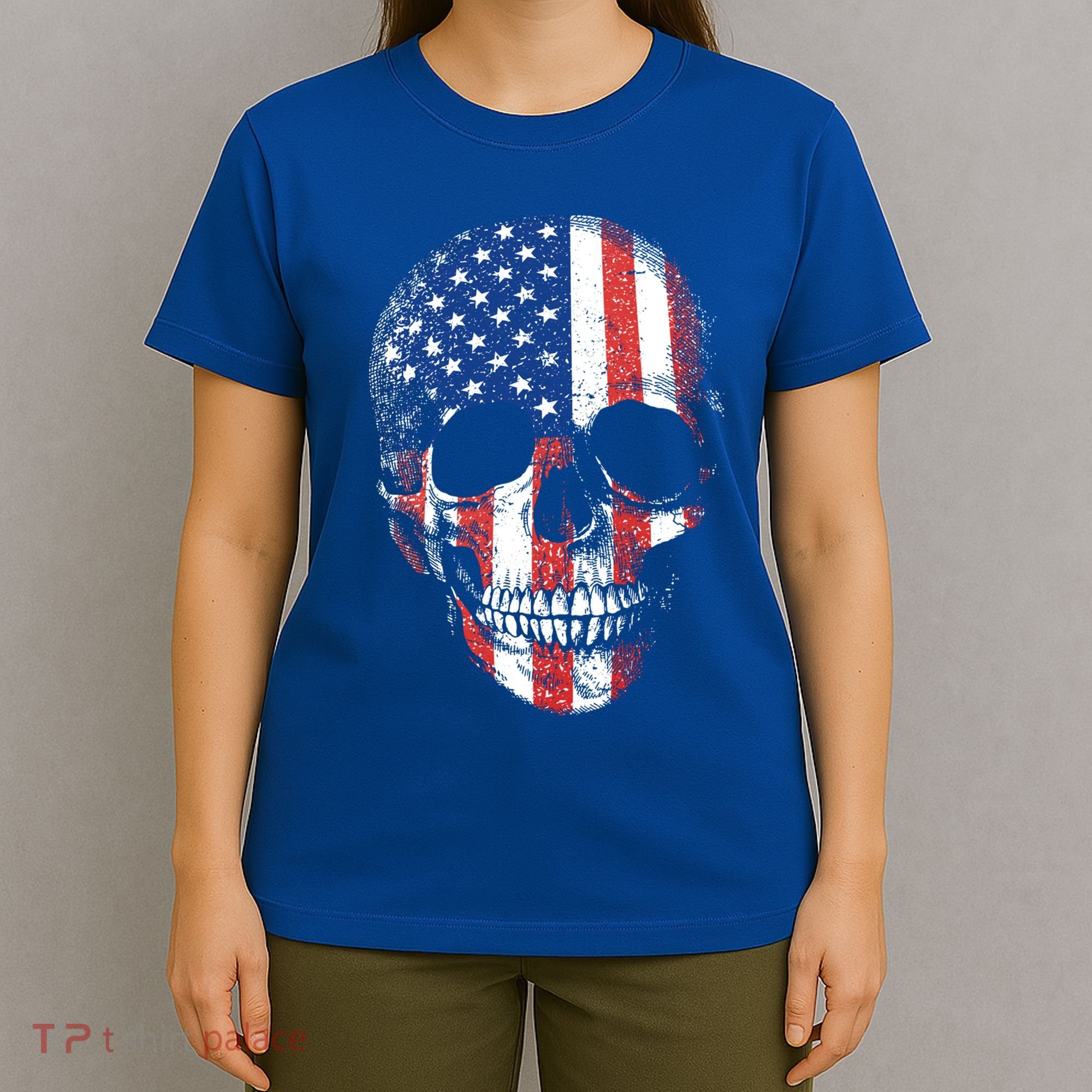 American Skull Flag Usa Patriotic 4th Of July Gift T-Shirt