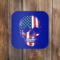 American Skull Flag Usa Patriotic 4th Of July Gift Coaster thumb 0