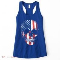American Skull Flag Usa Patriotic 4th Of July Gift Women's Tank Top thumb 0