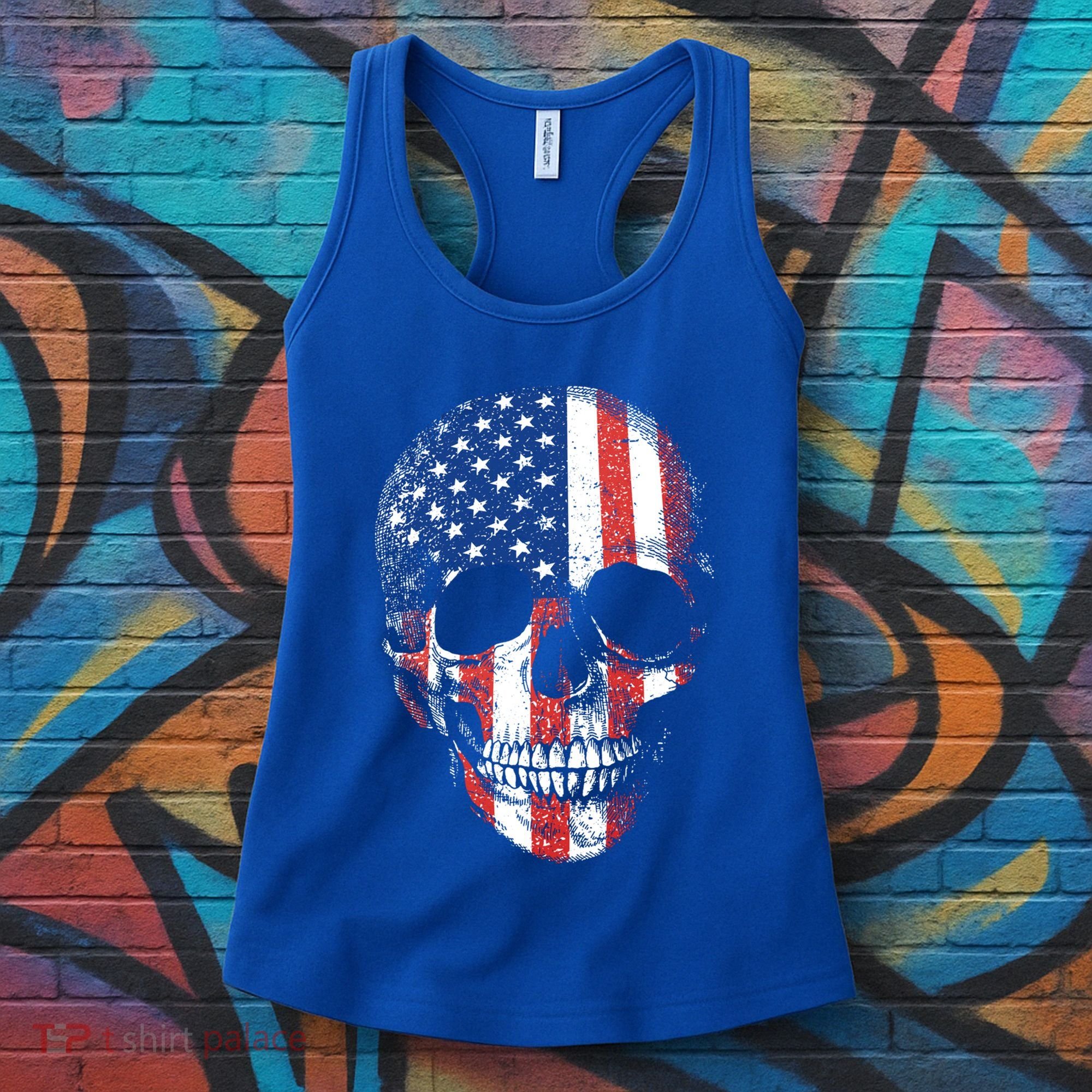 American Skull Flag Usa Patriotic 4th Of July Gift Women's Tank Top