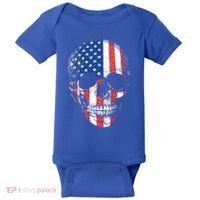 American Skull Flag Usa Patriotic 4th Of July Gift Baby Bodysuit thumb 0