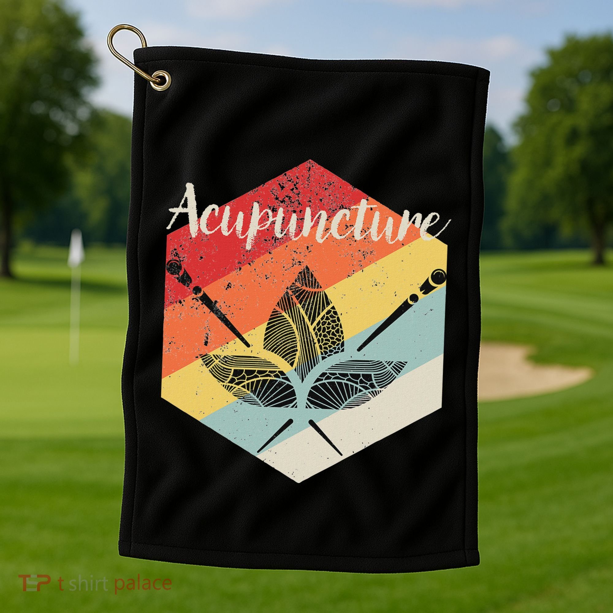American Softball Flag Players And Bat Golf Towel