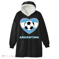 Argentina Soccer Football Argentinian Flag Hooded Wearable Blanket thumb 0