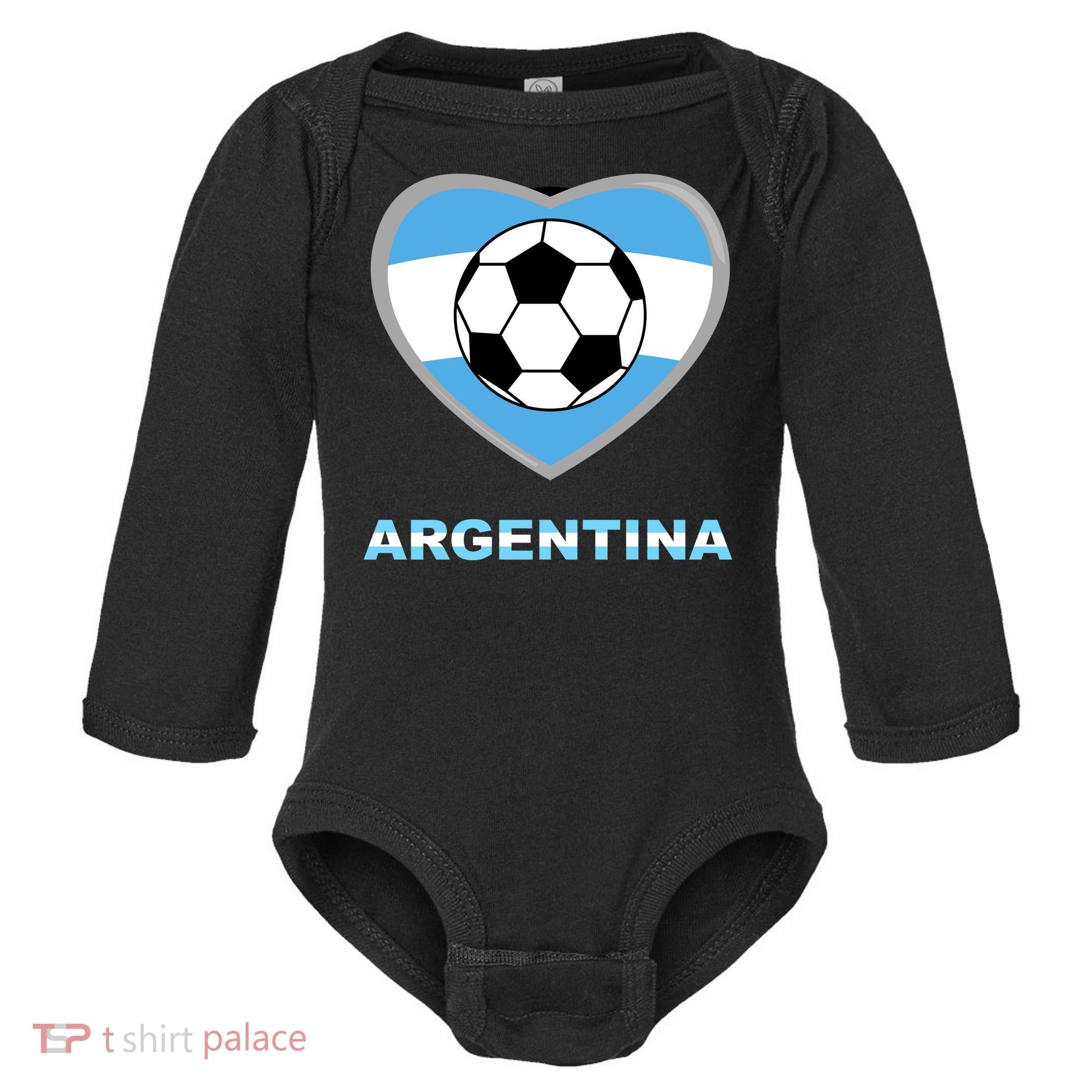 Argentina Soccer Football Argentinian Flag Baby Long Sleeve Bodysuit