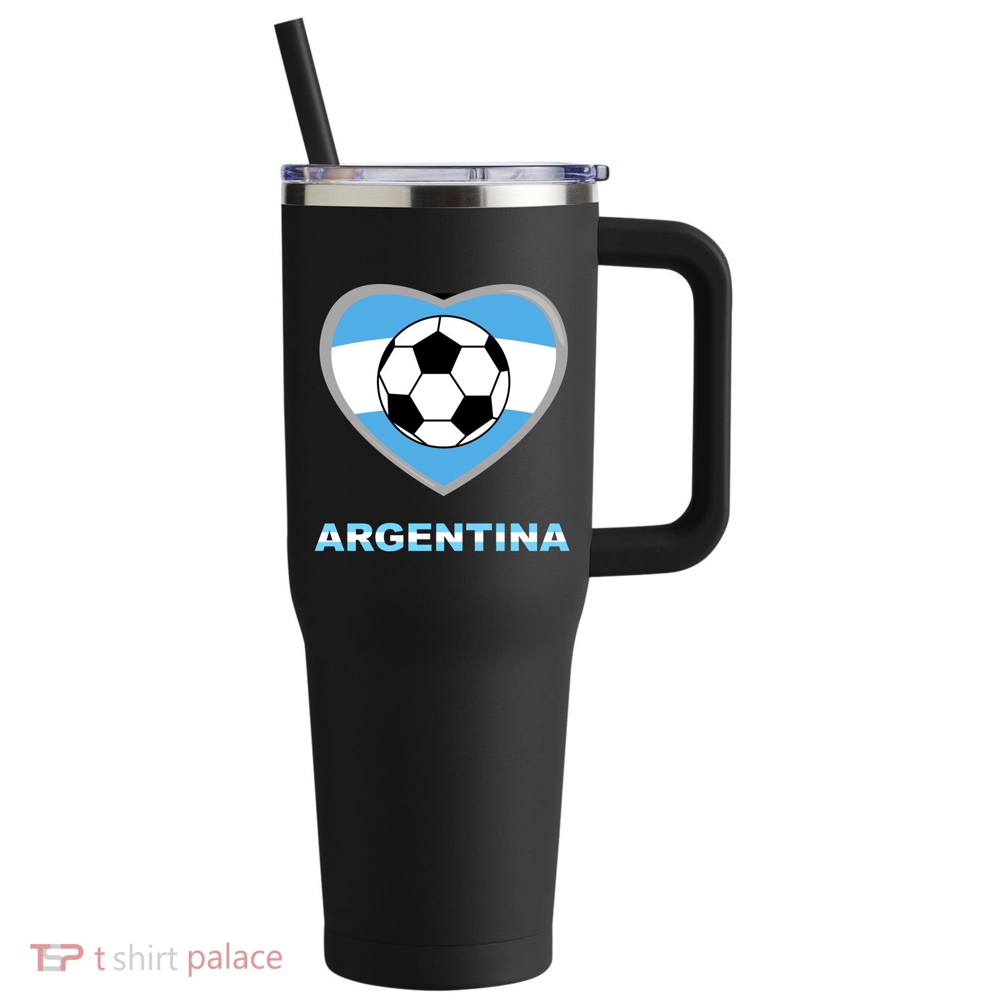 Argentina Soccer Football Argentinian Flag 40oz Vacuum Insulated Stainless Steel Travel Tumbler