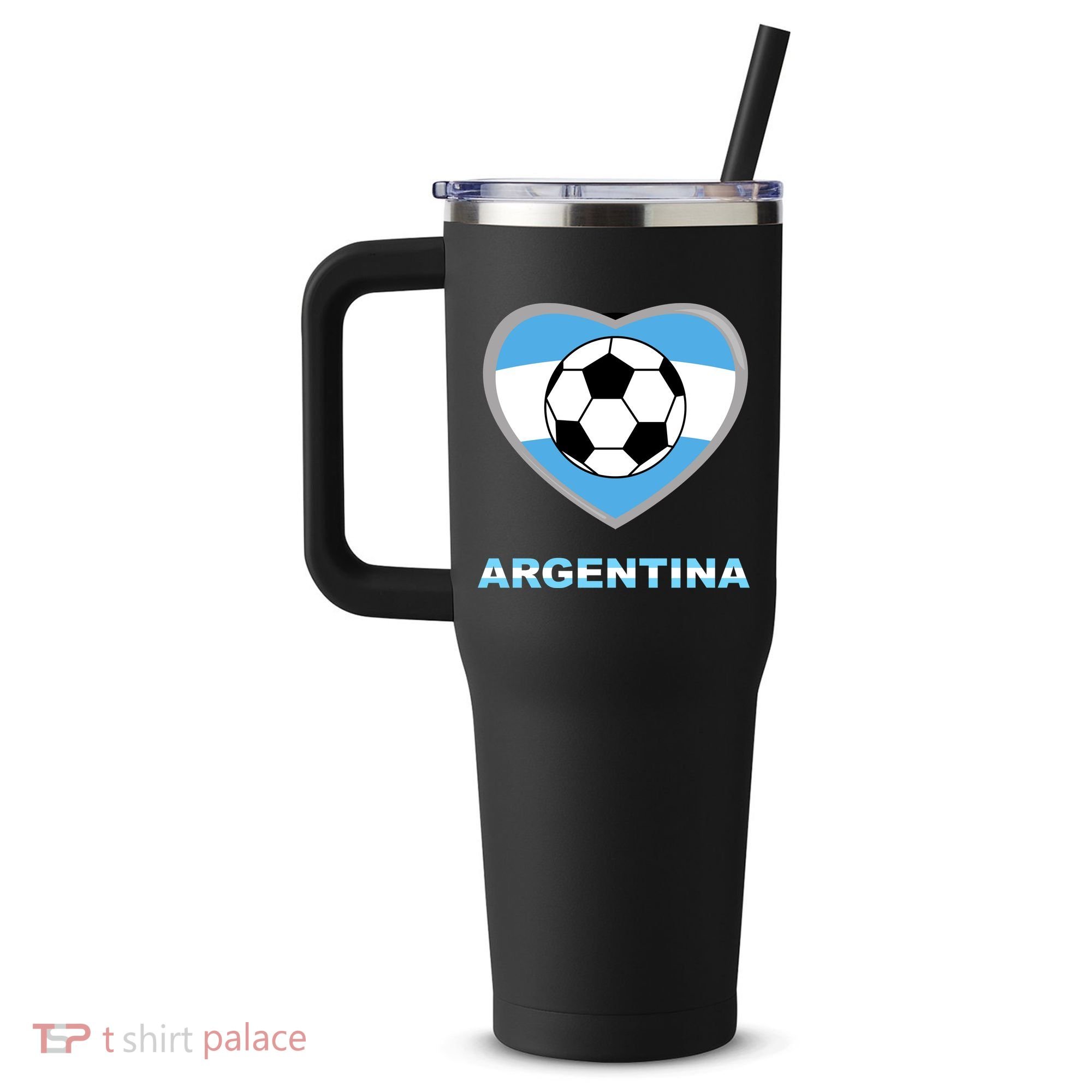 Argentina Soccer Football Argentinian Flag 40oz Vacuum Insulated Stainless Steel Travel Tumbler