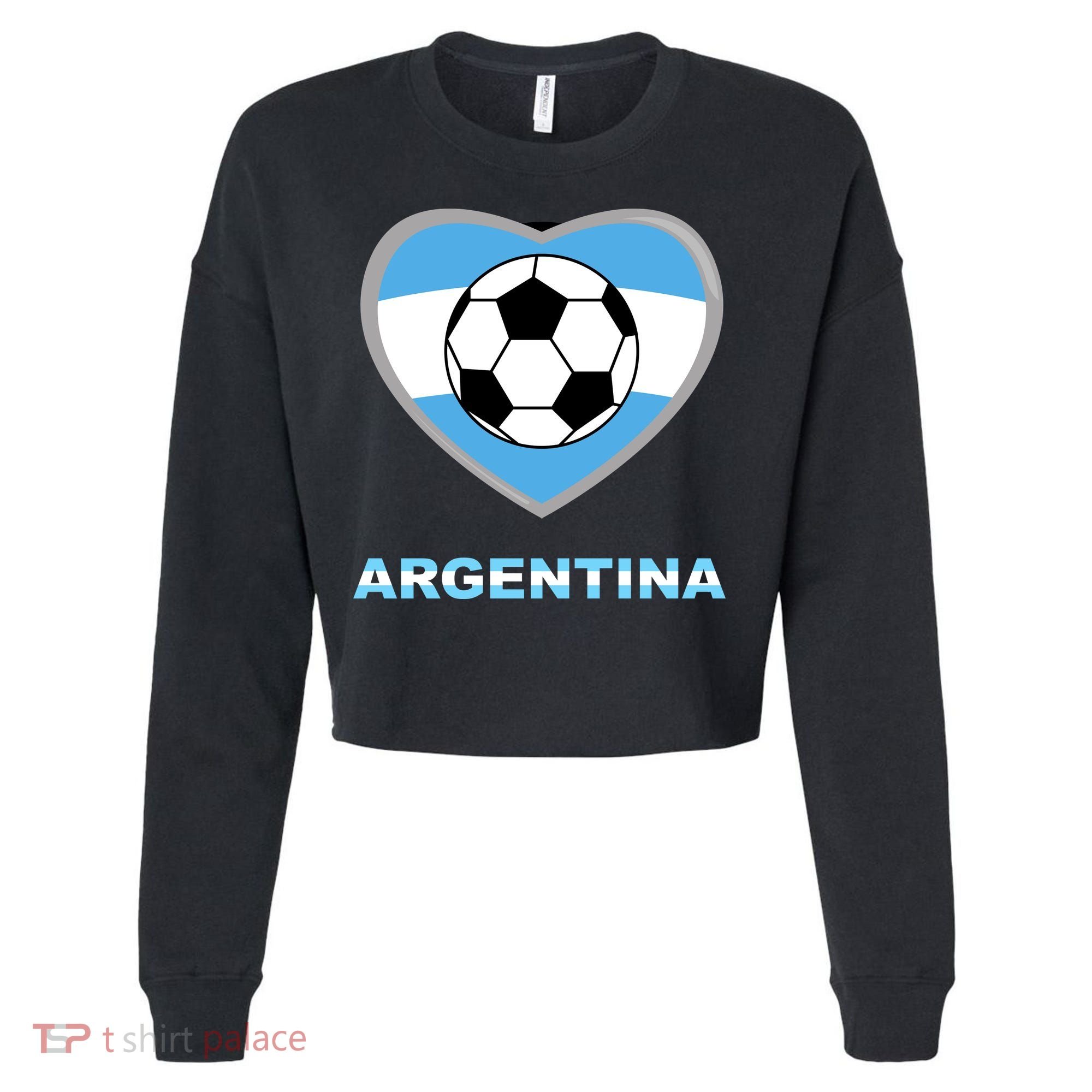 Argentina Soccer Football Argentinian Flag Cropped Pullover Crew
