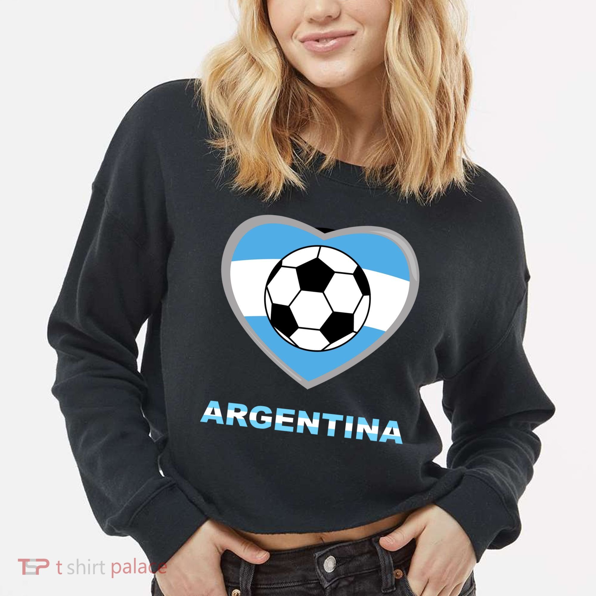 Argentina Soccer Football Argentinian Flag Cropped Pullover Crew