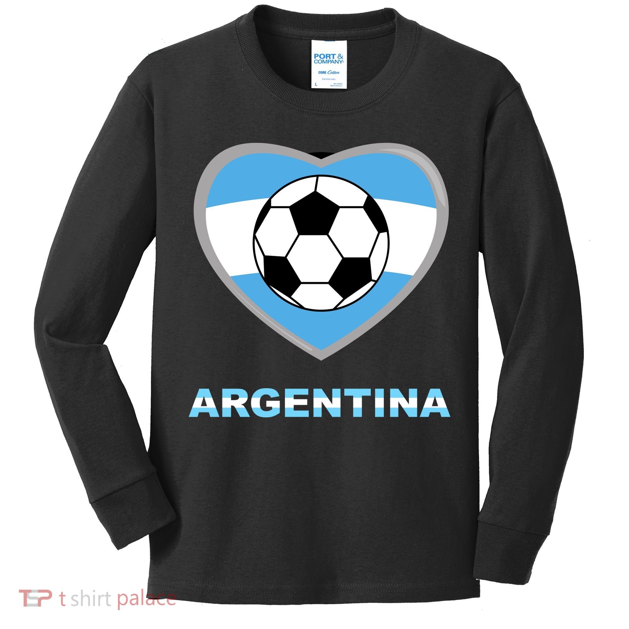 Argentina Soccer Football Argentinian Flag Kids Long Sleeve Shirt