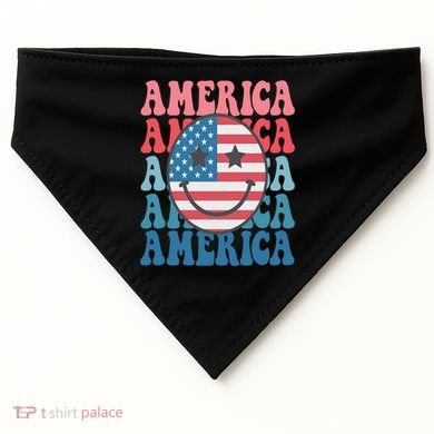 America Smiley Face USA-Made Doggie Bandana